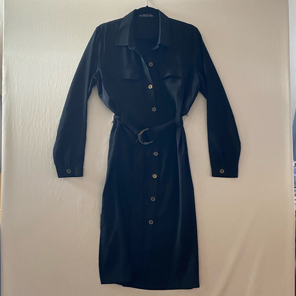 Potter's Pot Black Button Down Dress With Belt